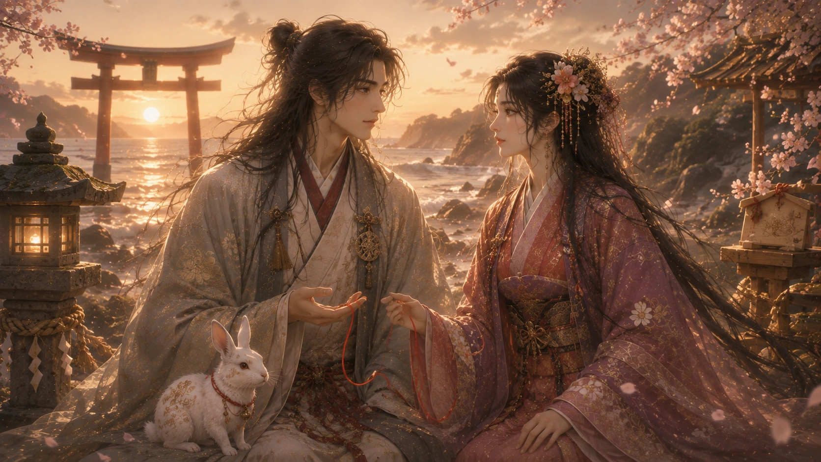 เทพโอคุนินุชิและเทพีซูเซริบิเมะ ประทับเคียงกันภายในศาลเจ้า